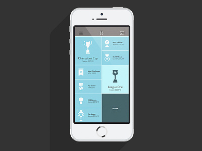 ekickr - Trophy Room app design icons interactive medals symbols trophies ui ux widgets