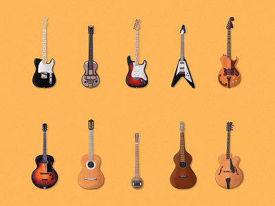 Vector Guitars guitar icon illustrator music rock sound