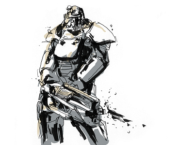 Fallout Sketch brush editorial fallout4 game illustration magazine sketch