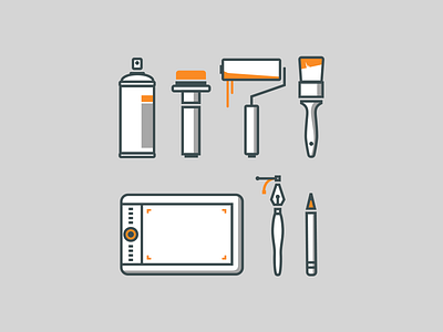 Graphic Tools brush design graphic icons ink spraycan symbols tools vector wacom