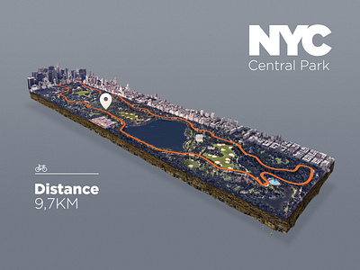 NYC - Central Park Map 3d 3d map bike illustration infographic map map icon new york city park photoshop sport zwift