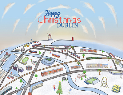 Dublin Christmas aviva christmas christmas present drawing dublin dublin bus illustration ireland merry poolbeg ringsend sandymount stadium view