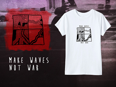 Make Waves Not War abstract apparel design design drawing lostheartcreative t shirt waves