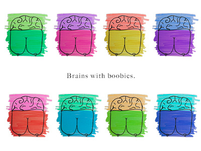 Brains w/ boobies art boobies brains colors contrast draw fun illustration love sketch