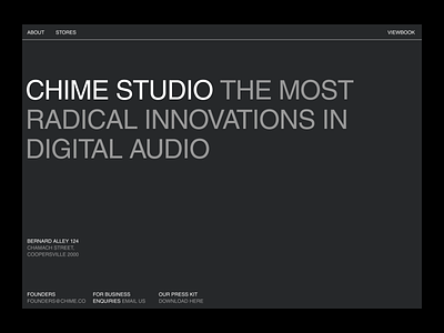Chime Studio all caps interface landing page minimal music speakers typography ui ux visual design website