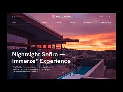 Frejya House - Immerze Experience interface landing page minimal typography ui ux website