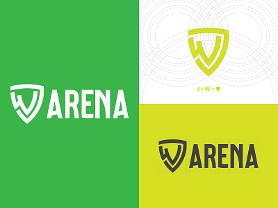 Jw arena brand and identity branding fitness golden ration logo logodesigner logogrid monogram logo