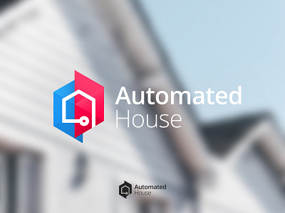 Automated House Logo brand and identity branding design graphicdesigner house logo logo logodesign red and blue tech logo technologies