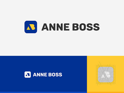 Anne Boss Logo blue and yellow design brand and identity branding design logo logo design logo design process logodesigner logogrid