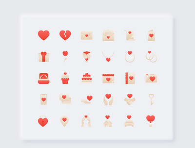 Love Icon Pack couple design flower graphic design heart icon icon design icon set iconography icons love love icon lovely neomorphism romance romantic ui ui design valentine wedding