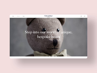 Grin & Bear London: Bespoke Page animation brand identity interaction design luxury brand luxury design luxury website microinteraction silk studio ui design uiux web design webflow