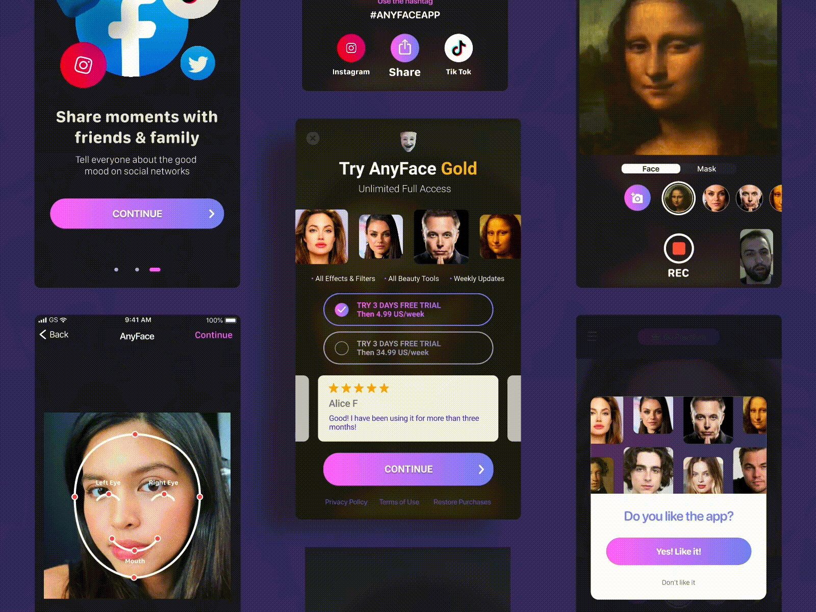 FaceApp animation app design ui ux
