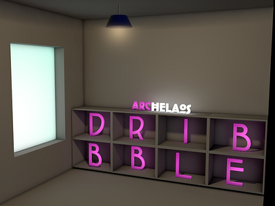 Archelaos Dribbble b box c4d cinema4d colors dribbble font lighting luminecense lumière room typo