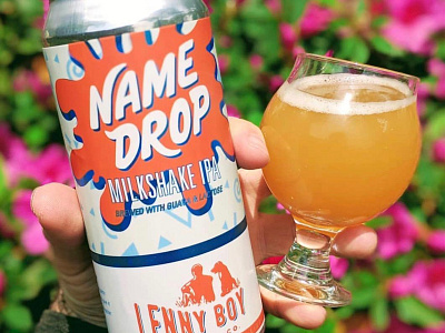 Lenny Boy Brewing Co. Name Drop IPA beer can cartoony charlotte ipa label milkshake packaging pattern playful splash
