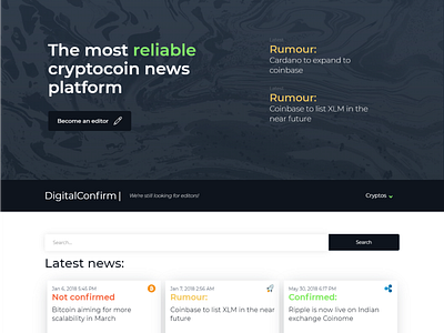 Digitalconfirm Cryptocurrency news site concept