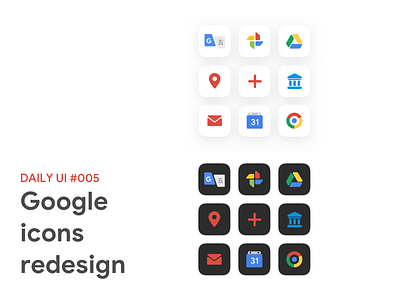 Daily UI #005 - App Icon app icon daily 100 daily ui daily ui 5 dark mode google google icon light mode redesign