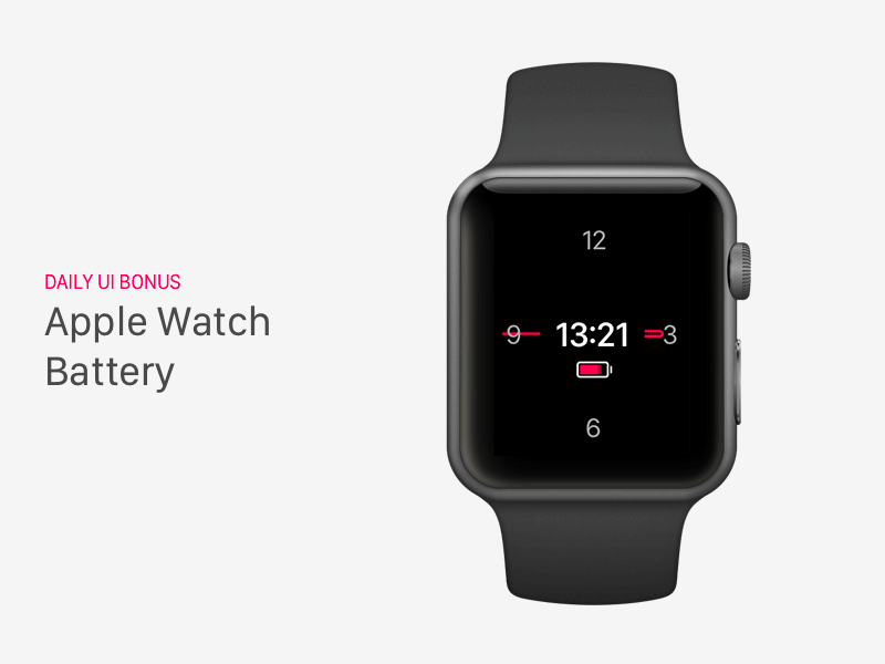Daily UI #Bonus - Apple Watch Battery apple apple watch battery bonus charge clock daily 100 daily ui design dribbble ui ui design user interface watch watch app
