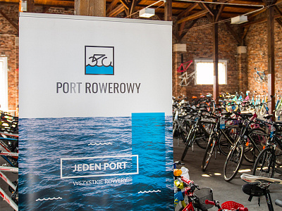 Port Rowerowy Shop bicycle bike design harbor logo rollup shop sign water