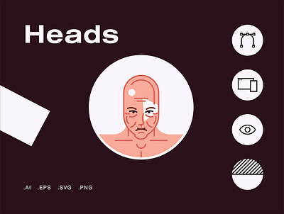Heads Avatars avatars character collection flat icons illustration lineart man people simple symbols vector webdesign woman