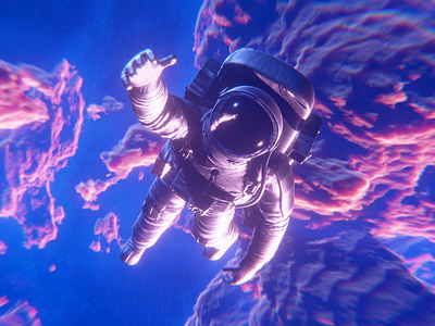 Grab my hand 3d astronaut blender cosmos nebula