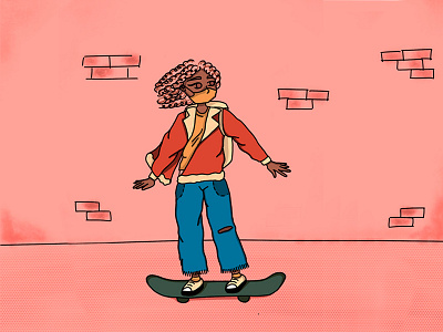 Digital illustration girl on skate digitalillustration illustration procreate