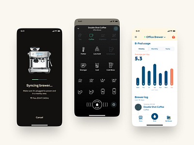 Smart brewer app brewer coffee iot mobile ui ux