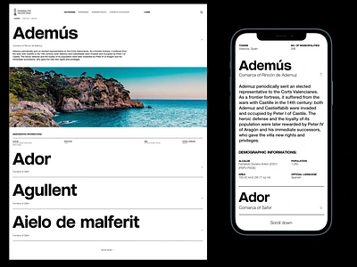 Generalitat Valenciana Website - Town Catalogue design designsystem minimal poster design typography ui ui ux design ui design ui design ux design ui ux designer userinterfacedesign web design