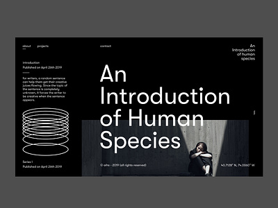 An Introduction of Human Species (V2) black design font design landing page layoutdesign lettering minimal minimalistic design type typography ui ui ux design ui design ui design ux design ui ux designer userexperience userinterfacedesign web web design website