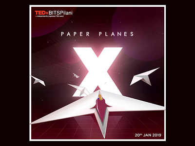 TEDx BITS Pilani - Theme Release branding concept branding design concept concept art conference cyber fly illustration planes poster red and black synthwave talk technology ted ted x tedx typography visual art visual identity