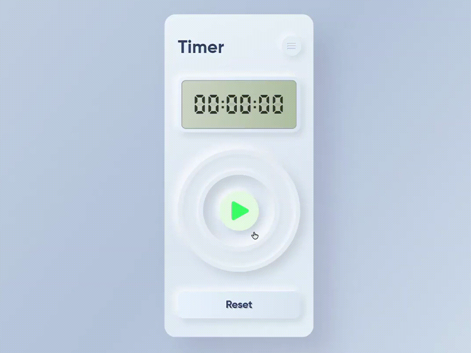 Animated Timer Concept | Skeuomorph adobexd animated gif animation app application clock concept design interaction interactiondesign material microinteraction mobile mobile ui prototyping skeuomorph stopwatch timer ui ui ux