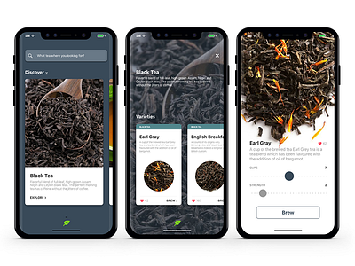 Ocha Tea App iphone mobile design tea ui ux