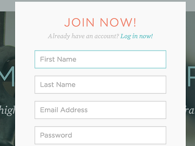 Register Modal form join now modal register sign up ui