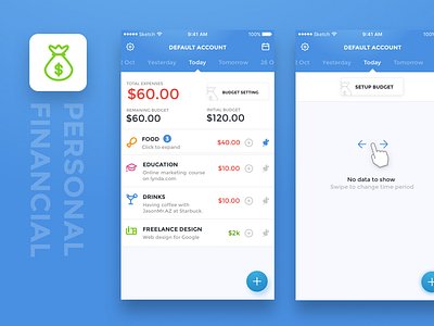 Personal financial app concept budget financial money personal
