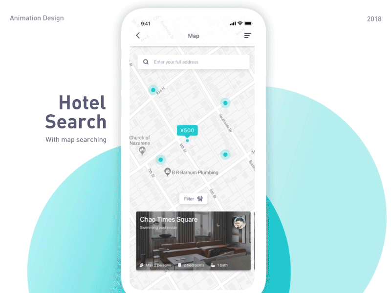 Short Rent animation gif homesearching hotel hotel booking map shortrent travel ui ux