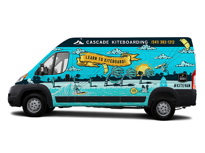 Kiteboarding Van Wrap illustration kiteboarding van wrap