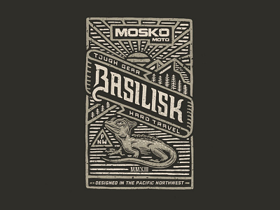 Basilisk Jacket Label adventure apparel dual sport illustration lizard moto