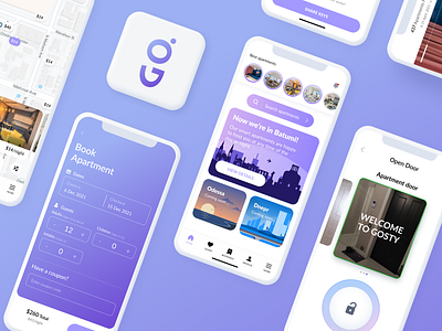 Gosty App - booking mobile app for contactless rental airbnb app booking design mobile rent ux