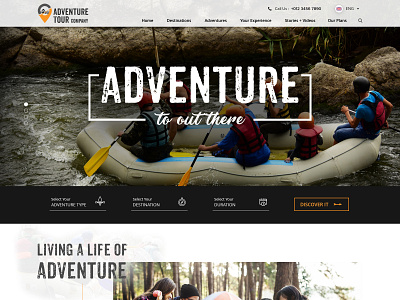 Adventure home landing page.