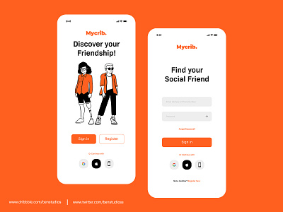 Mycrib Social Media Startup design dribbble best shot illustration interface logo mobile app ui ui design uidesign uiux