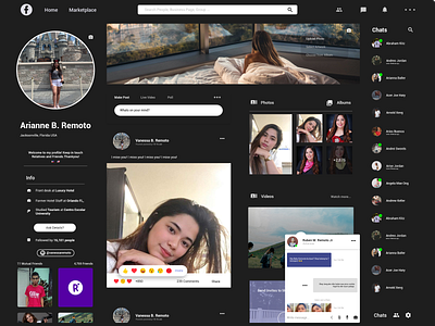 Facebook Redesign Dark mode (WEB UI Design) clean design clean ui dark mode dark ui facebook mark zuckerberg minimalism minimalist minimalistic redesign redesign concept social media social network socialmedia ui design uidesign uiux webdesign website website design