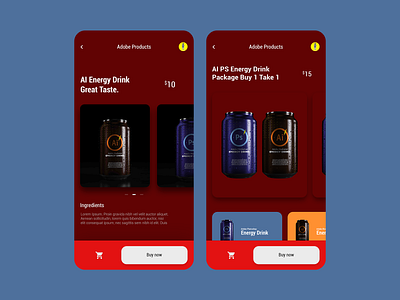 Adobe Energy Drink (UI Designs)