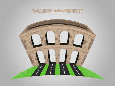 Valens Aqueduct ancient drawing history illustration istanbul turkey vector