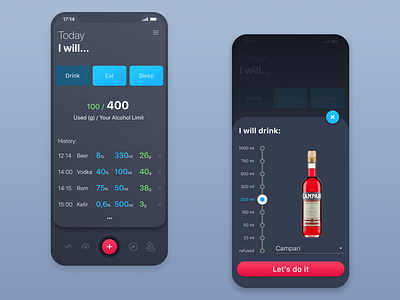 Calculator app for alcohol, calories and sleep duration 004 alcohol calculator calculator app calculator ui daily daily 100 challenge daily ui dailyui design figma management app ui