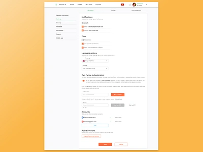 Settings page for website 007 accounts daily daily 100 challenge daily ui dailyui design figma material design material ui materialdesign notifications settings settings page settings ui ui web design webdesign website