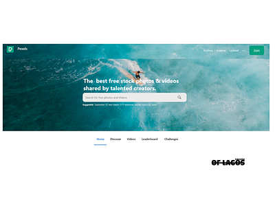 Pexels landing page web ui
