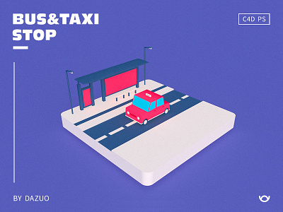 BUS&TAXI STOP c4d 插图