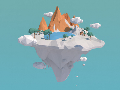 floating island c4d 插图 设计