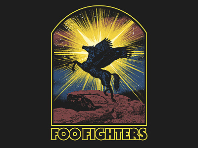FOO FIGHTERS - pegasus band foo fighters merch mystical mythology pegasus retro rock tee vintage