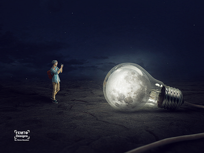 Bulb Moon manipulation photoshop