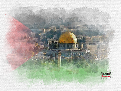 Palestine | Watercolor Painting Effect